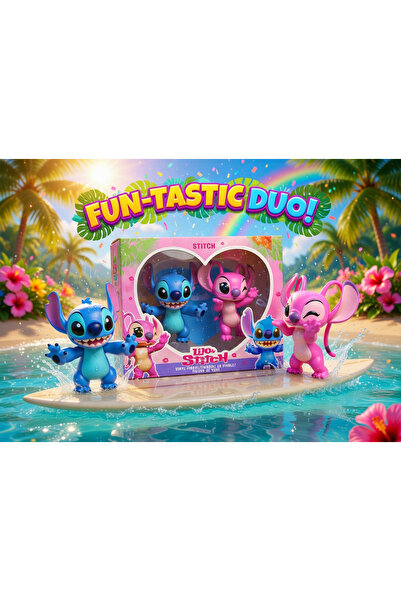 Natavanbutık Stitch & Angel Mini Figür Çiftli Set – Sevimli Koleksiyon Oyunca...