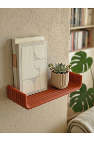 Puffin Design Flat Dekoratif Mini Duvar Rafı 1 adet (Terracotta Renk)