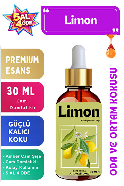 LeafFlora AromaHome Limon - Esansiyel Koku Yağı - Aromatik Oda ve Ortam Kokus...