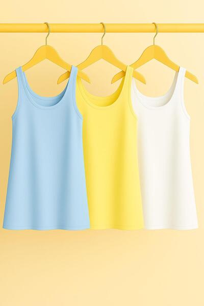 COTENCONCEPT 3 Pieces A-Line Comfortable Fit Basic Thick Strap Undershirt T-S...