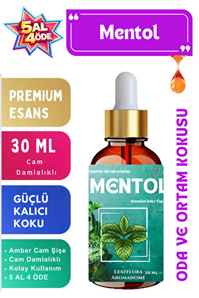 LeafFlora AromaHome Mentol - Esansiyel Koku Yağı - Oda ve Ortam Kokusu 30 ML