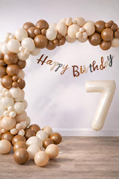 Patladı Gitti Ρετρό Χρώματα Μεγάλη Αλυσίδα Μπαλόνι και Σετ Γενεθλίων 7 ετών