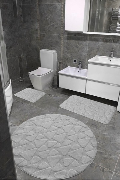 ÇELEBİ HOME TEKSTİL Beyaz Pamuk Banyo Paspası Makinede Yıkanabilir Kaymaz Tab...