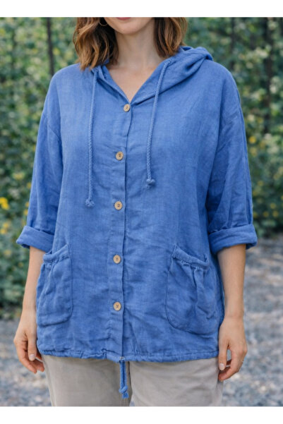 Butik Şans سترة من الكتان الإيطالي مع غطاء للرأس وتفاصيل جيب