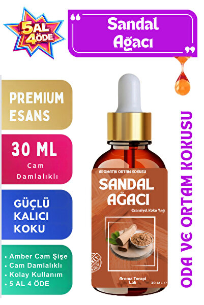 Aroma Terapi Lab Sandal Ağacı - Esansiyel Koku Yağı - Oda ve Ortam Kokusu - A...