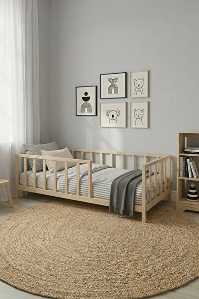 Loolpi Home Unisex Montessori Bebek Ve Çocuk Karyolası Doğal Ahşap Yatak