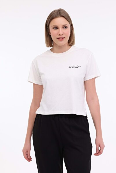 lumberjack Tricou WL ANNA 11 5FX Ekru Kadın Kısa Kol