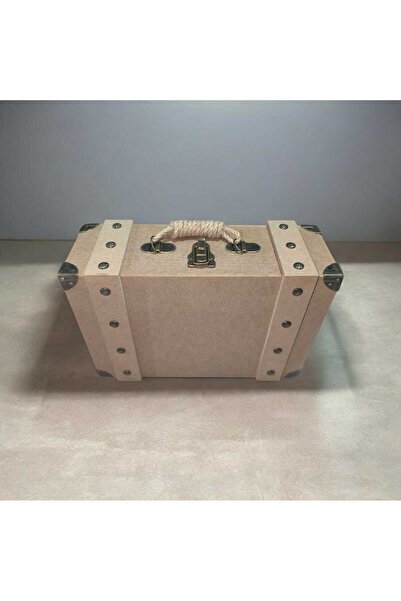 SEKAY AHŞAP Ahşap boyanabilir dikdörtgen klasik dekoratif bavul kutu