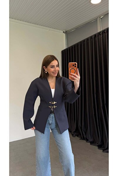 elif teke Hooked Premium Blazer Jacket Navy Blue