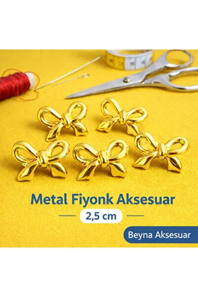 beyna aksesuar Bow Model Metal Design Gold Color Set of 6 Buttons
