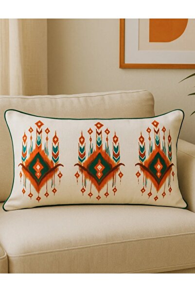 Alacastore Throw Pillow Cover White Damask Rectangle Ethnic Bohemian Classic ...