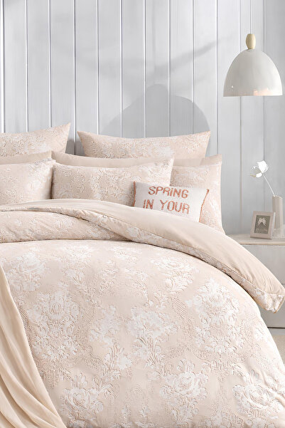 İQON Súprava na jednu posteľnú prikrývku Royal v béžovej farbe – s elastickým...