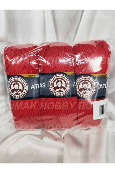 Ören Bayan ATLAS Kırmızı El Örgü İpi (3 Adet) - Renk: 033