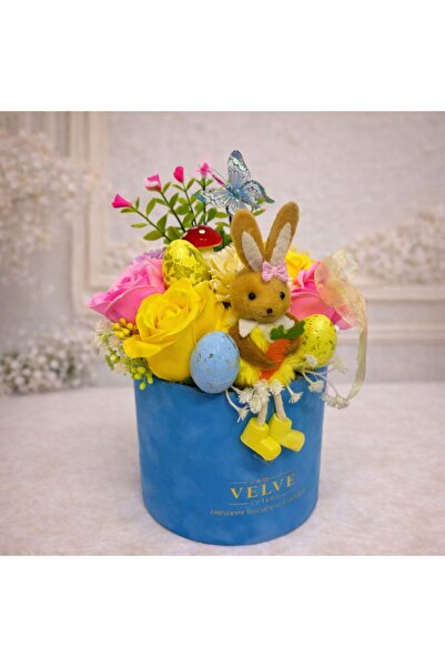 velve Aranjament floral Easter,decoratiune iepure,oua decorative, plante verz...