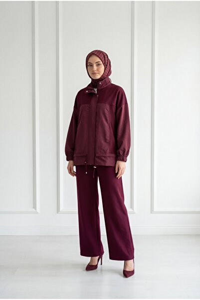 BENAHOLL Zambak Garni Λεπτομερές Σετ με Δαντέλες - EU3287 Βουργουνδίας