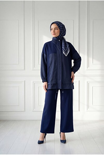 BENAHOLL Zambak Garni Λεπτομερές Σετ με Δαντέλες - EU3287 Ναυτικό Μπλε