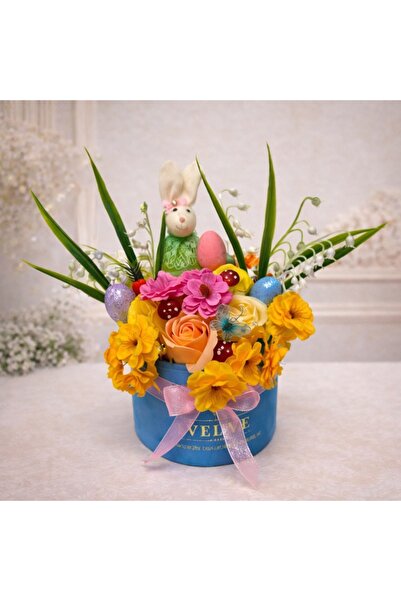 velve Aranjament floral Easter,decoratiune iepure,,trandafiri,macigaroafe,flo...