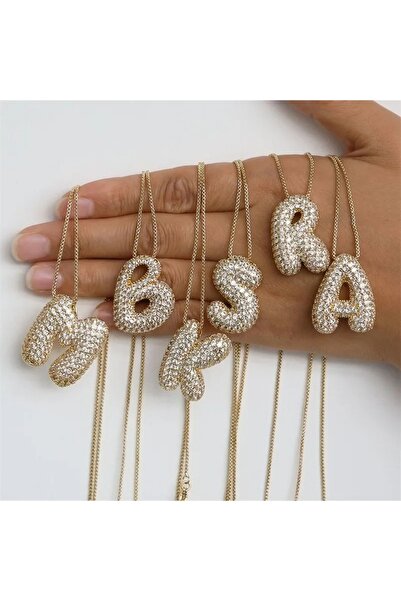 Haziran إكسسوارات على شكل بالون على شكل حرف كبير، قلادة نسائية من الفولاذ، حرف S