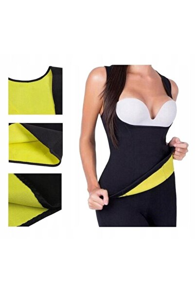 divendi-ro Women's neoprene slimming leotard, Black/Yellow, Size L - Black/Ye...