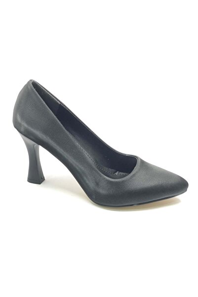 Kids Club Shoes İremsu 8 cm Heeled Stiletto Women's Shoes Black-Satin