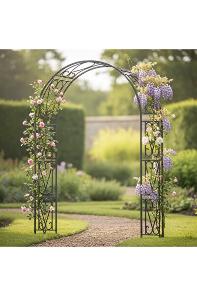 SERSIMO Pergolă metalică de grădină 150x40x250 cm, neagră