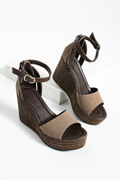 diclepolat Women's Mink Suede Wedge Heel Sandals Ankle Strap Platform Shoes A...