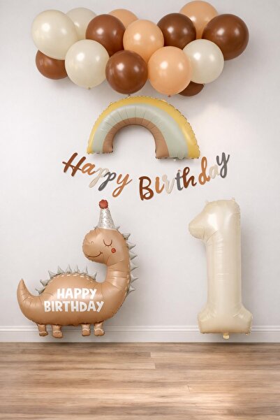 Patladı Gitti مجموعة عيد ميلاد بتصميم ديناصور بعمر سنة واحدة