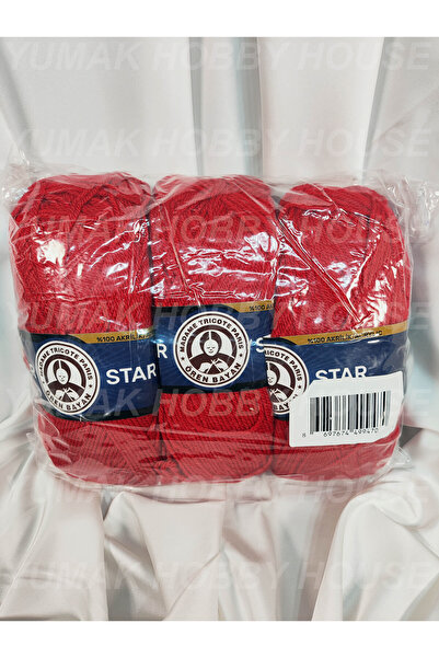 Ören Bayan Ören STAR Kırmızı El Örgü İpi (3 Adet) - Renk: 033