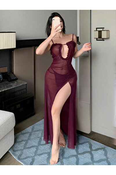 Peille İnce askılı balenli gecelik