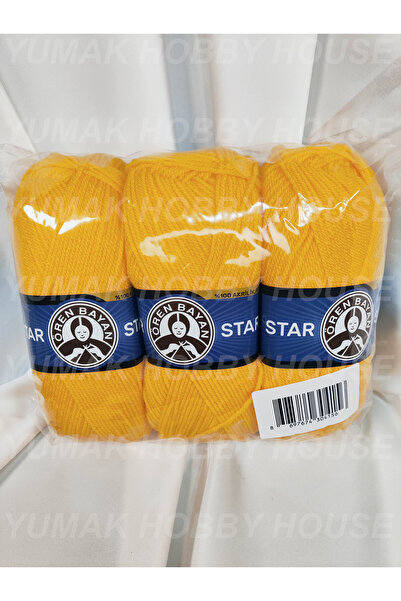 Ören Bayan STAR Sarı El Örgü İpi (3 Adet) - Renk: 029