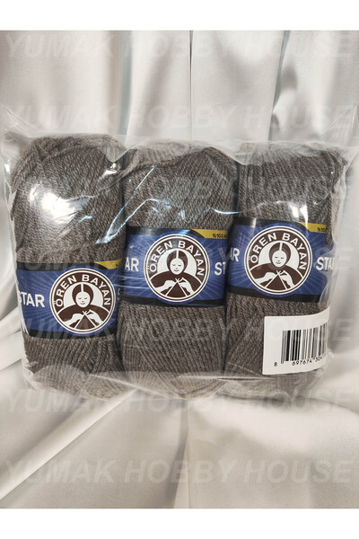 Ören Bayan Ören STAR Boz Kahverengi El Örgü İpi (3 Adet) - Renk: 014