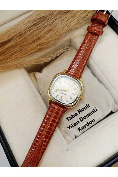 Classy Livia Model Special Design Vintage Women's Wristwatch Tan Color Snake ...
