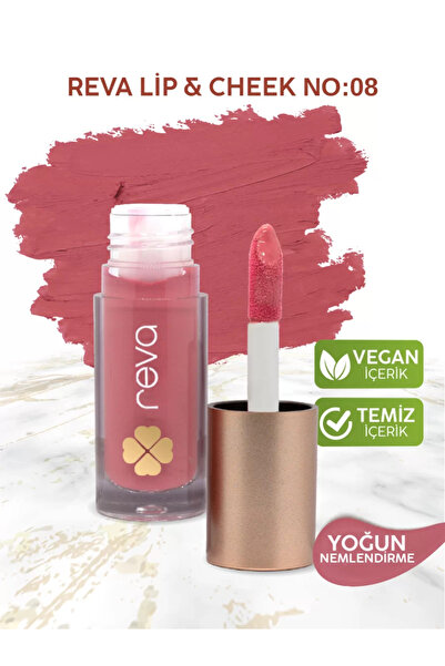 REVA Vegan & Temiz İçerikli Lip & Cheek Tint – 2’si 1 Arada Doğal Renk, Nem v...