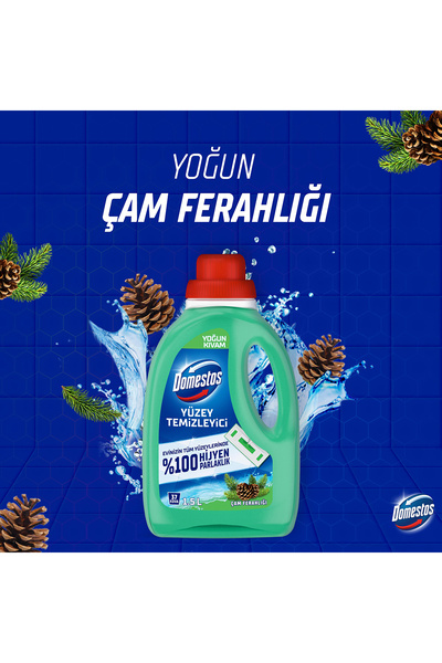 Domestos Yüzey Temizleyici Çam 1500 MLx1 + Okyanus 1500 ML x1 + Bahar Çiçekleri 1500 MLx1