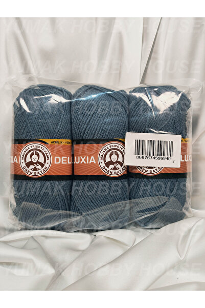 Ören Bayan DELUXIA Kot Mavisi El Örgü İpi (3 Adet) - Renk: 018