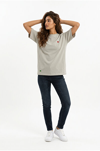 Dad&Children Unisex Heart Oversized T-Shirt Mold Mink