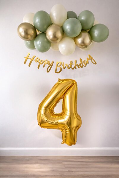 Patladı Gitti Σετ γενεθλίων 4 Χρόνων Κουφετί Πράσινη Θάλασσα Άμμος και Χρυσό ...