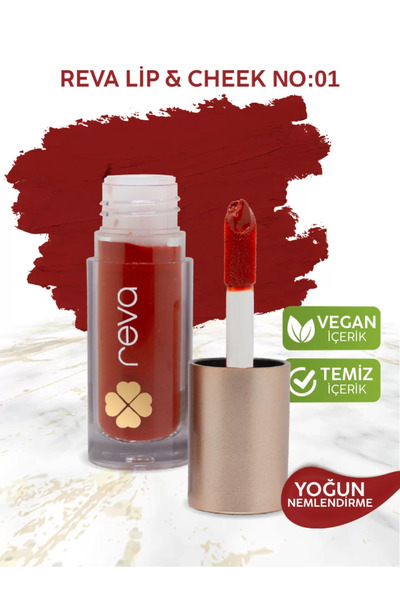 REVA Vegan & Temiz İçerikli Lip & Cheek Tint – 2’si 1 Arada Doğal Renk, Nem v...