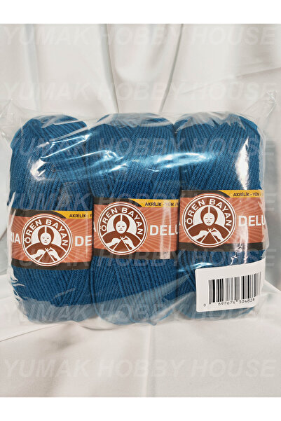 Ören Bayan DELUXIA Petrol Mavisi El Örgü İpi (3 Adet) - Renk: 101