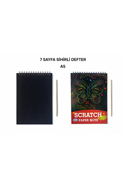 Deniz Oyuncak A5 Sihirli Kazıma Defteri – Scratch Art Defter Ahşap Kalemli Ço...
