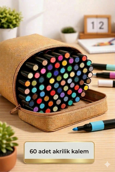 Fidanx Akrilik Kalem Seti Profesyonel Marker Boya Kalem Seti 60 Renk