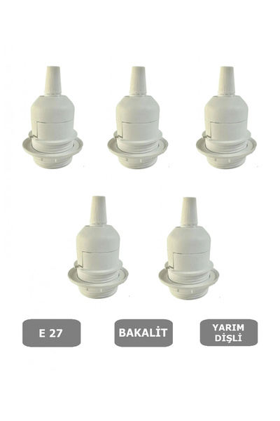 CONANA E27 Duy Geçmeli Yarım Diş Avize, Abajur, Lambader Duyu Halkalı - Bakal...