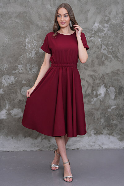 MAG FASHİON Φόρεμα Βουργουνδίας με ελαστική μέση, μανίκι νυχτερίδα Με τσέπες ...