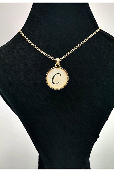 Monalisa Home قلادة ذهبية كبيرة الحجم غير مشوهة - حرف "C"