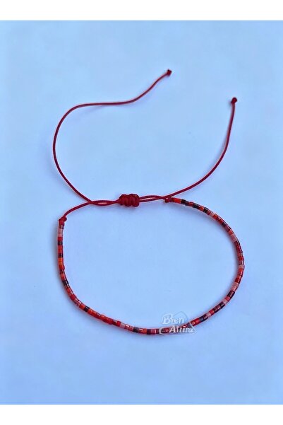 Ben Aleina Kırmızı Halhal Bileklik Renkli Boncuklu Halhal