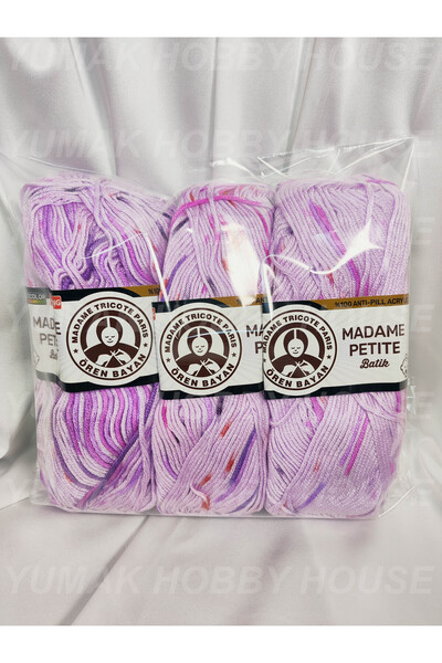 Ören Bayan MADAME PETİTE BATİK AntiPilling Ebruli El Örgü İpi (3 Adet) (Amigu...