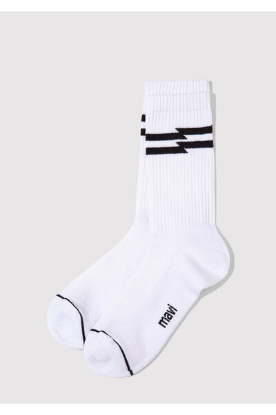 Mavi Weiße Socken mit Streifendetail 0911583-20844