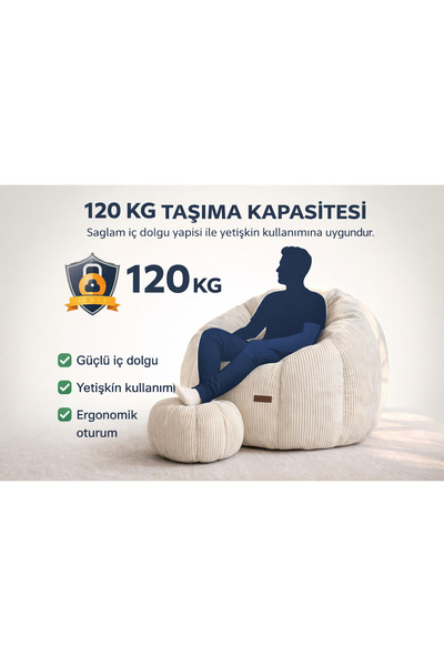 puffiber Ergonomik Yer Tipi TV Koltuğu – Yetişkin Armut Puf Berjer 105x80 cm | Modern Salon & Balkon Koltuğu