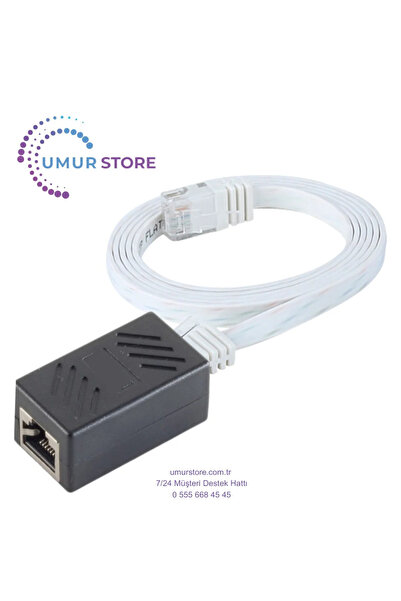 Herz CAT6 Uzatma Seti, Yassı Ethernet Kablo ve Ekleyici, Beyaz, 5 m