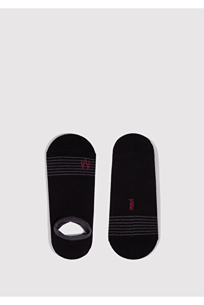 Mavi Çizgili Siyah Patik Çorap 091994-900